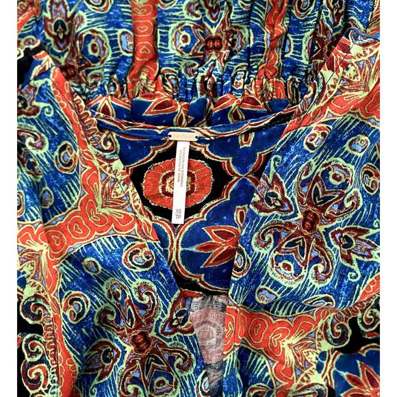 Free People Falling For You Long Sleeve Top in Blue and Red size XS - Picture 4 of 4